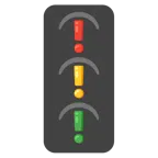 rotes Ausrufezeichen + vertikale Verkehrsampel