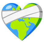corazón vendado + globo terráqueo mostrando Europa y África