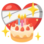 corazón vendado + tarta de cumpleaños
