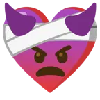corazón vendado + cara enfadada con cuernos