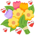 corazón vendado + ramo de flores