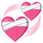 corazón vendado + corazones giratorios
