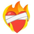 corazón vendado + fuego