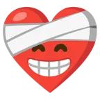 corazón vendado + cara radiante con ojos sonrientes