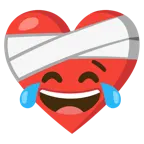 corazón vendado + cara llorando de risa