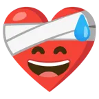 corazón vendado + cara sonriendo con sudor frío
