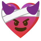 corazón vendado + cara sonriendo con cuernos