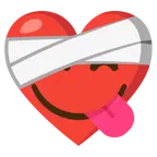corazón vendado + cara saboreando comida