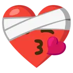 corazón vendado + cara lanzando un beso