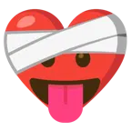 corazón vendado + cara sacando la lengua
