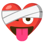 corazón vendado + cara sacando la lengua y guiñando un ojo