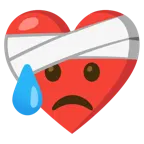corazón vendado + cara triste pero aliviada