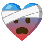 corazón vendado + cara asustada