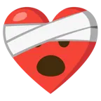 corazón vendado + cara con la boca abierta
