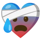 corazón vendado + cara con ansiedad y sudor