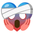 corazón vendado + cara gritando de miedo