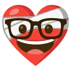 corazón vendado + cara de empollón