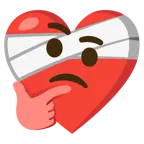 corazón vendado + cara pensativa