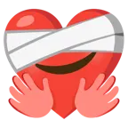 corazón vendado + cara con manos abrazando
