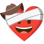 corazón vendado + cara con sombrero de vaquero