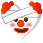 corazón vendado + cara de payaso