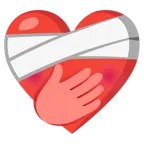 corazón vendado + cara con mano sobre la boca