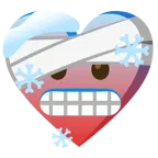 corazón vendado + cara con frío