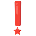 weißer mittelgroßer Stern + rotes Ausrufezeichen