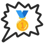 Sprechblase für wütende Aussage rechts + Goldmedaille