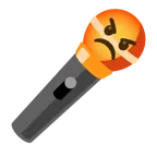 enraged face + microphone