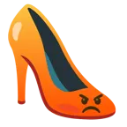 enraged face + high-heeled shoe