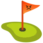 enraged face + flag in hole