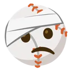 cara con la cabeza vendada + béisbol