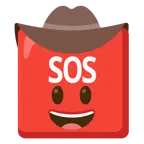 Gesicht mit Cowboyhut + SOS-Zeichen