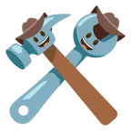 Gesicht mit Cowboyhut + Hammer und Schraubenschlüssel