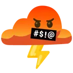 face with symbols on mouth + cloud with lightning