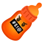 face with symbols on mouth + baby bottle