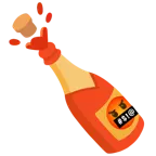 face with symbols on mouth + bottle with popping cork