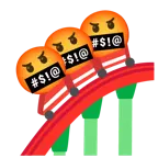 face with symbols on mouth + roller coaster