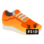 face with symbols on mouth + running shoe