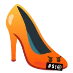 face with symbols on mouth + high-heeled shoe