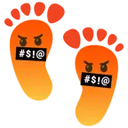 face with symbols on mouth + footprints