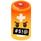 face with symbols on mouth + battery