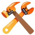 face with symbols on mouth + hammer and wrench