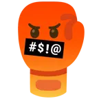 face with symbols on mouth + boxing glove
