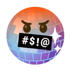 face with symbols on mouth + mirror ball