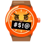 face with symbols on mouth + watch