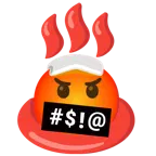 face with symbols on mouth + hot springs