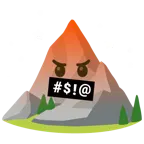 face with symbols on mouth + mountain