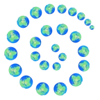 Wirbel + Globus mit Europa und Afrika